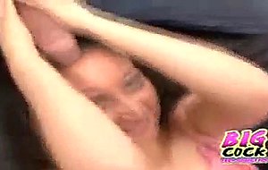 Big cock gets shoved into this teen's little pussy after ...