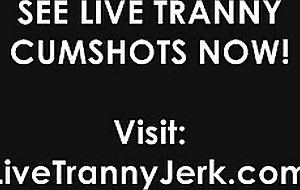 Tranny twerking her big butt and jerks off