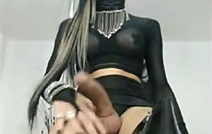 Domina wanking her xxl cock