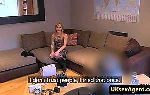 Inked euro casting babe fucked in pantyhose