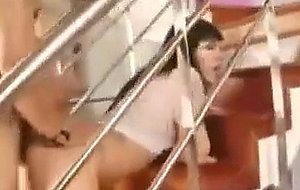 Ts in uniform bonked on stairs