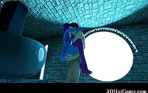 3D Blue Alien Hottie Fucked in a Temple!