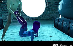 3D Blue Alien Hottie Fucked in a Temple!