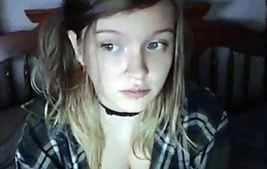 Young teen flashes huge tits