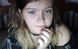 Young teen flashes huge tits
