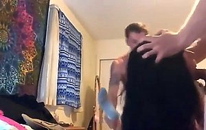 Skinny teen doll having sex with two men
