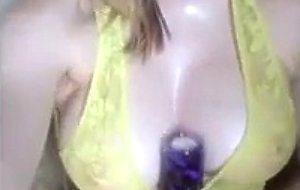 Cute blonde perfume titty fuck