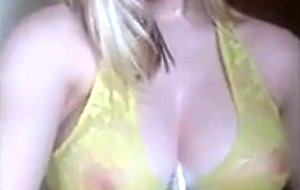 Cute blonde perfume titty fuck