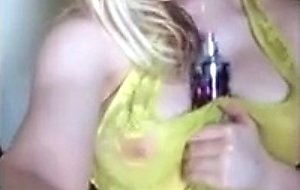 Cute blonde perfume titty fuck