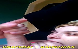 Licking balls from underneath the giant cock