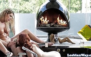 Redhead lesbian milf seducing young beauties