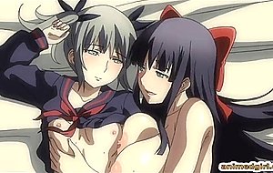 Busty anime threesome fucked in the outdoor