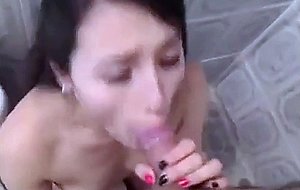 Hot and naughty latina sucks and swallows