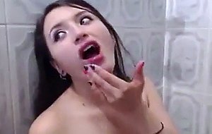 Hot and naughty latina sucks and swallows