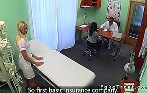 Huge tits patient finger by nurse in fake hospital
