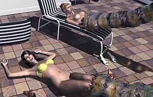 3D Girls Wrecked by Scary Tentacles!