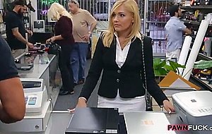 Sexy milf convinced to have sex with pawn man for cash