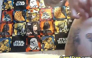 Beautiful babe with tattooed body fucks her holes