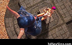 3D Girl Demolished by Monstrous Minothaur!