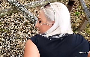 German blonde with beautiful clit gets fucked outdoors