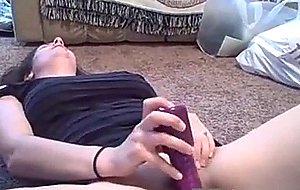 Hairy milf fucks a huge toy