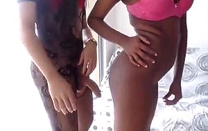 Tranny in fishnets fucking an ebony chick