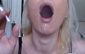 Smoking milf eats dick and cum on webcam