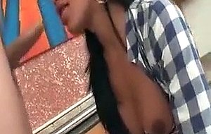 Tranny beautie eats his jizzload after barebacking