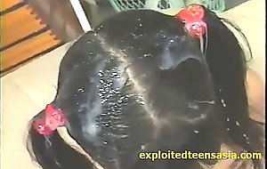 Jav idol teen gets bukkake hair and face