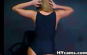 Super sweet busty blonde dancing stripping