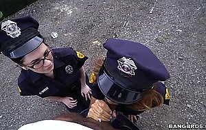 Cock hungry cops lyla lali and norah gold sucking giant black pole