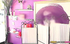 Sean noticed rikki rumor fingering her pussy in the tanning bed