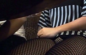 Cute newhalf cums at public restaurant