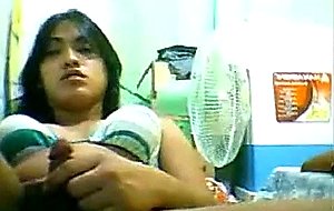 Swarthy ladyboy jerks by webcam