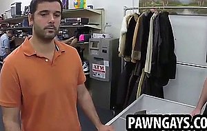Amateur stud gets nude for some pics at the pawn shop