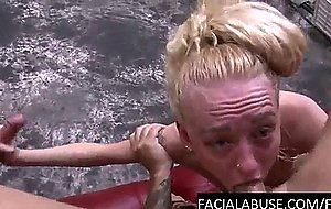 Extreme teen throats 2 cocks deep