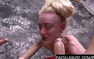 Extreme teen throats 2 cocks deep