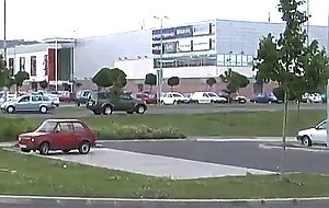 Teen in honey public threesome