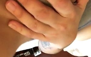 Hot busty brunette masturbates 