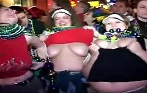 People shouting happily seeing hot teens show up their tits ...