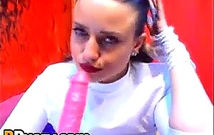 Sexy babe with big tits toying her ass