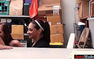 Naughty teen thief and her mommy fucked 