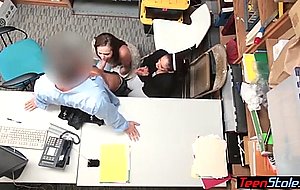 Naughty teen thief and her mommy fucked 