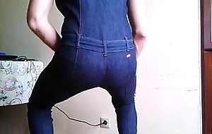 Samira bianka denim catsuit strip