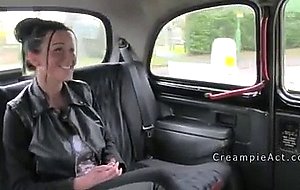 Hot busty amateur gets creampie in fake taxi