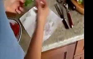 Fucking cuming on my stepmoms ass while shes in the kitchen