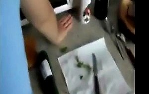 Fucking cuming on my stepmoms ass while shes in the kitchen