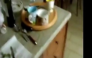 Fucking cuming on my stepmoms ass while shes in the kitchen