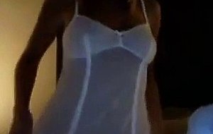Husband fucks his wife wearing white lingerie