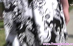 Tattood shemale plays with her cock sensually